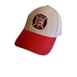 Chicago Fire Embroidered Logo Gray Red Hat Cap Adjustable
